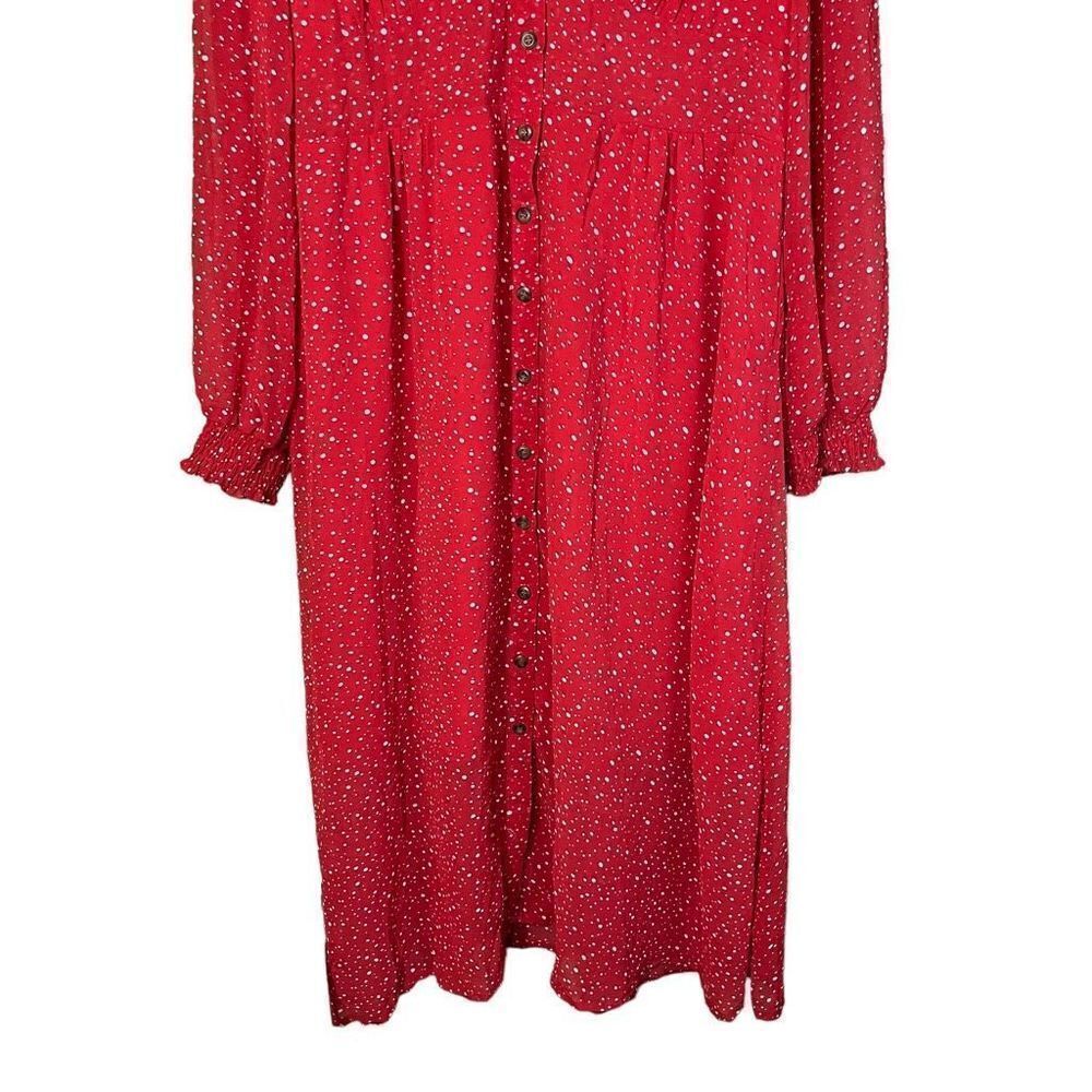 Suzanne Betro Red and Ivory Polka Dot Button Front Dress XL - Picture 3 of 12